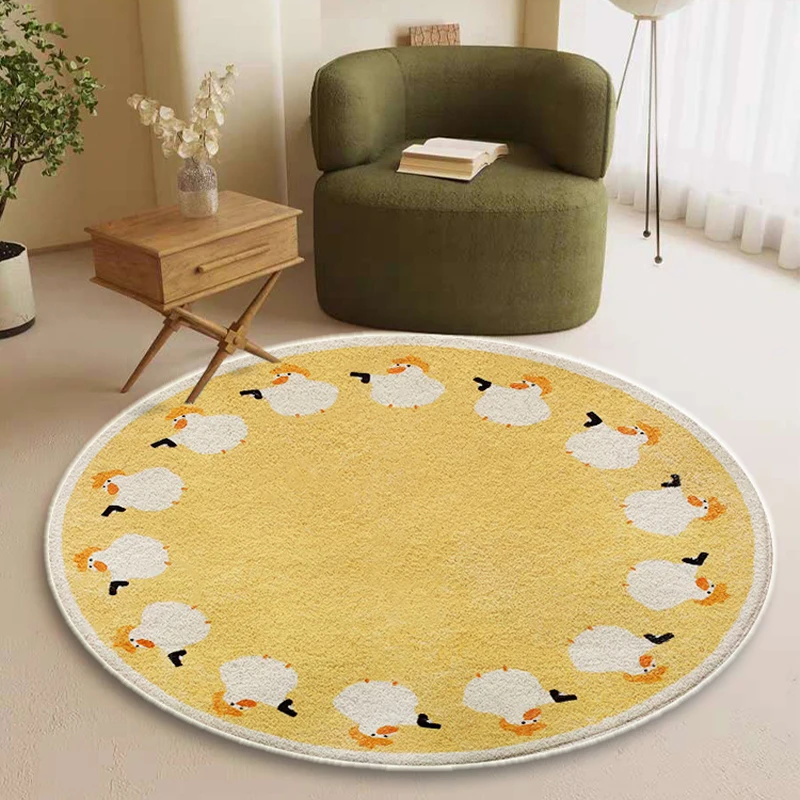 Round Living Room Decoration Carpets Cartoon Bedroom Bedside Carpet Cute Animal Children\'s Room Rug Soft Cloakroom Rugs Alfombra