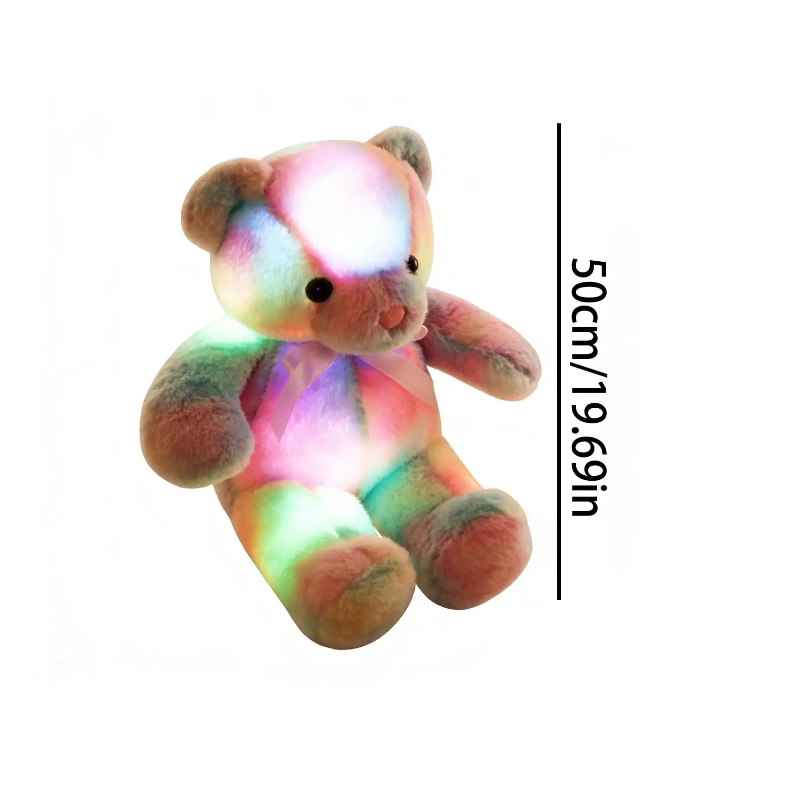Urso de pelúcia portátil suave brinquedo macio com luzes led arco-íris urso de pelúcia animal de pelúcia para família amigos crianças menino