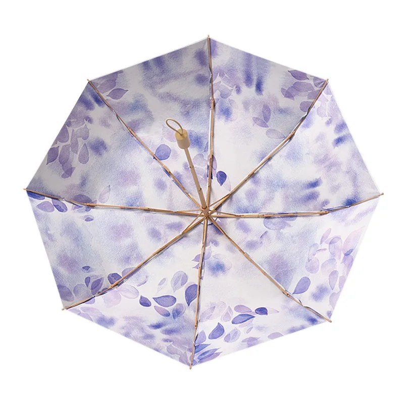 Picture 6: Fresh and elegant three-fold titanium silver glue sun umbrella for girls, UV protection