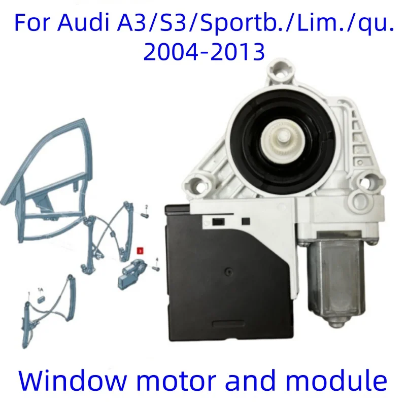 New Window Motor and Module For Audi A3 S3 Front Left and Front Right 8P0959801 8P0959801Q 8P0959801M 8P0959802Q 8P0959802P