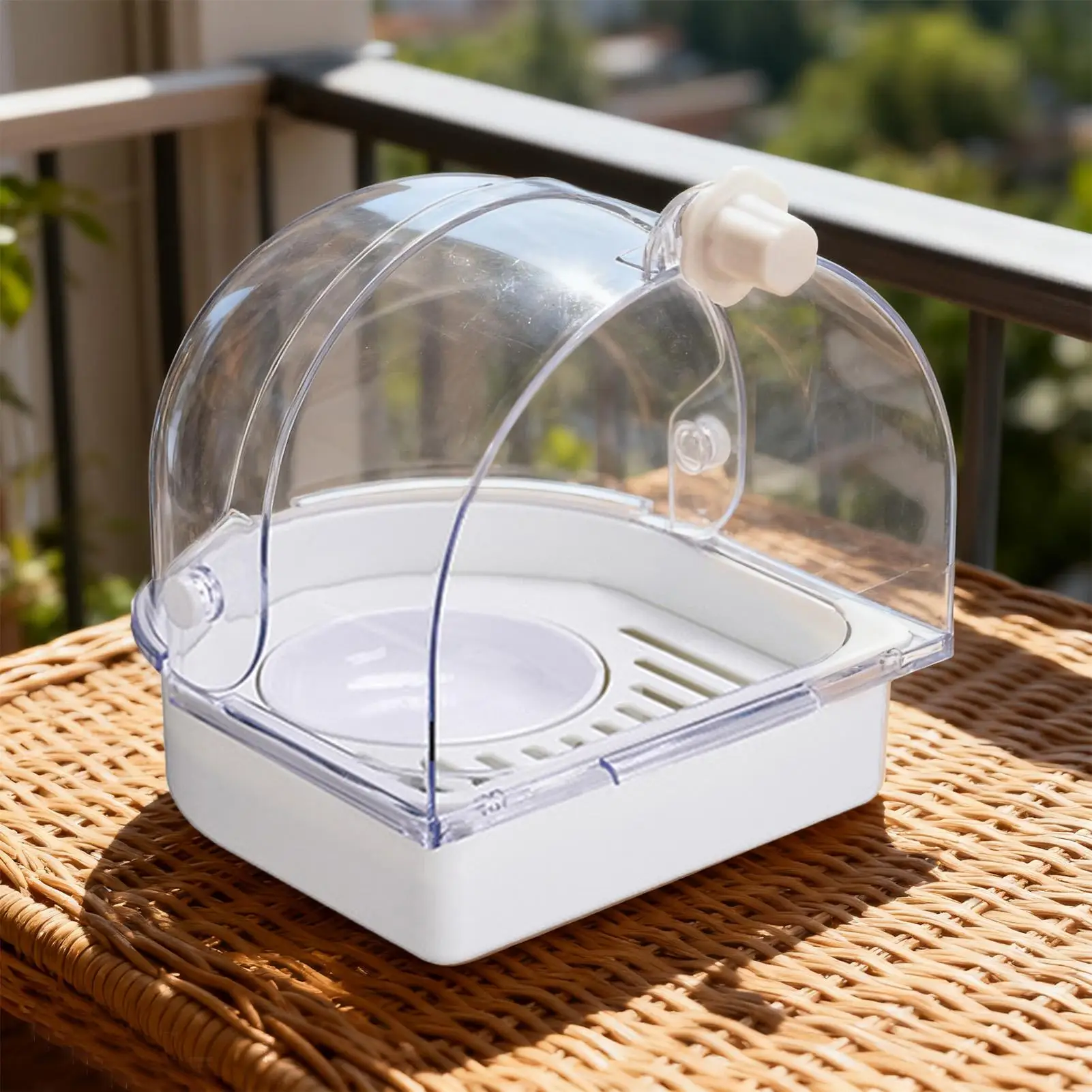 

Parakeet Bird Bath Feeder Nest Shower Box Splashproof Transparent Parrot Bath For Cage For Indoor Window Cockatiel Conure Canary