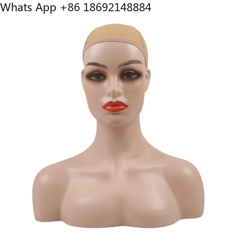 Model head fake human head mold hairdressing hair cutting styling teaching beige light brown spot