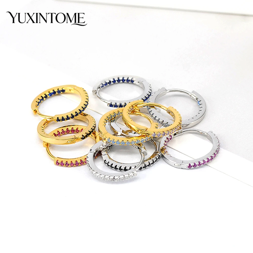 

Серьги-кольца женские из серебра 925 пробы с блестящим радужным кристаллом