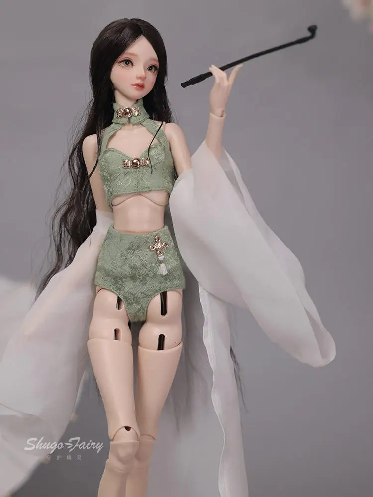 ตุ๊กตายาง shuga Fairy idun 1/4 BJD ของเล่นเรซิ่นหุ่นเพรียวบางมีเชือกผูกแบบฮันฟูสไตล์คลาสสิกผู้หญิงหล่อไปป์สูบ