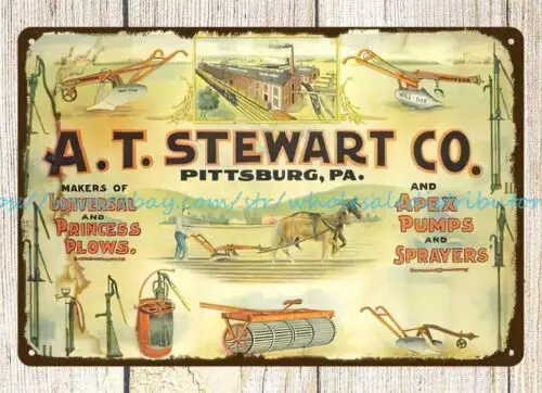 1900s A.T. Stewart Farm Implement Co. PITTSBURG Pennsylvania tin sign old sale