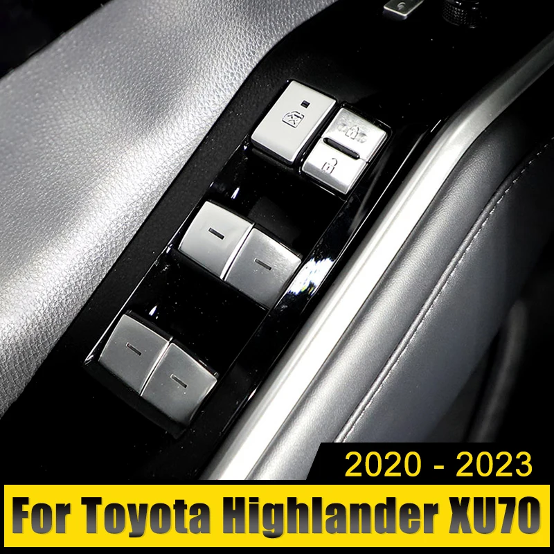 

For Toyota Highlander Kluger XU70 2020 2021 2022 2023 Hybrid Aluminum Car Internal Windows Lifter Switch Button Trim Stickers