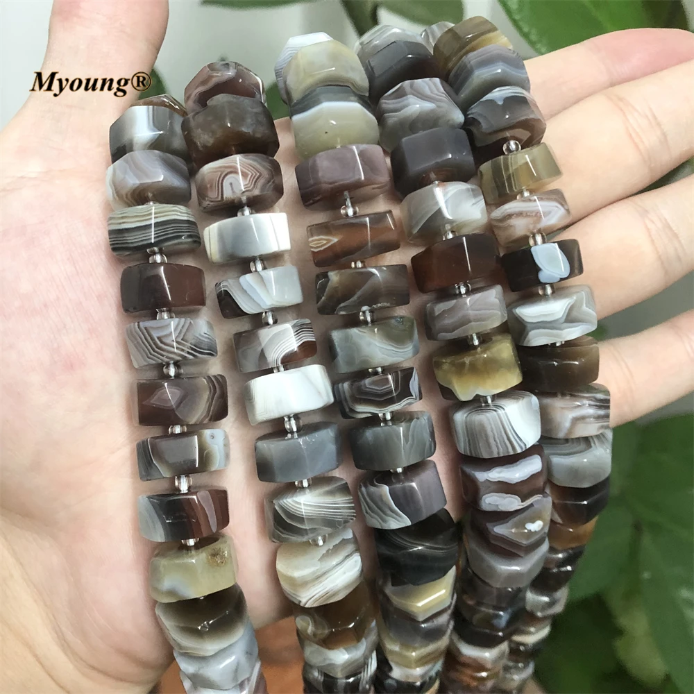 

8x15mm Large Faceted Natural Botswana Agates Wheel Nugget Beads Stone Space Loose Beads For DIY Jewelry MY220715