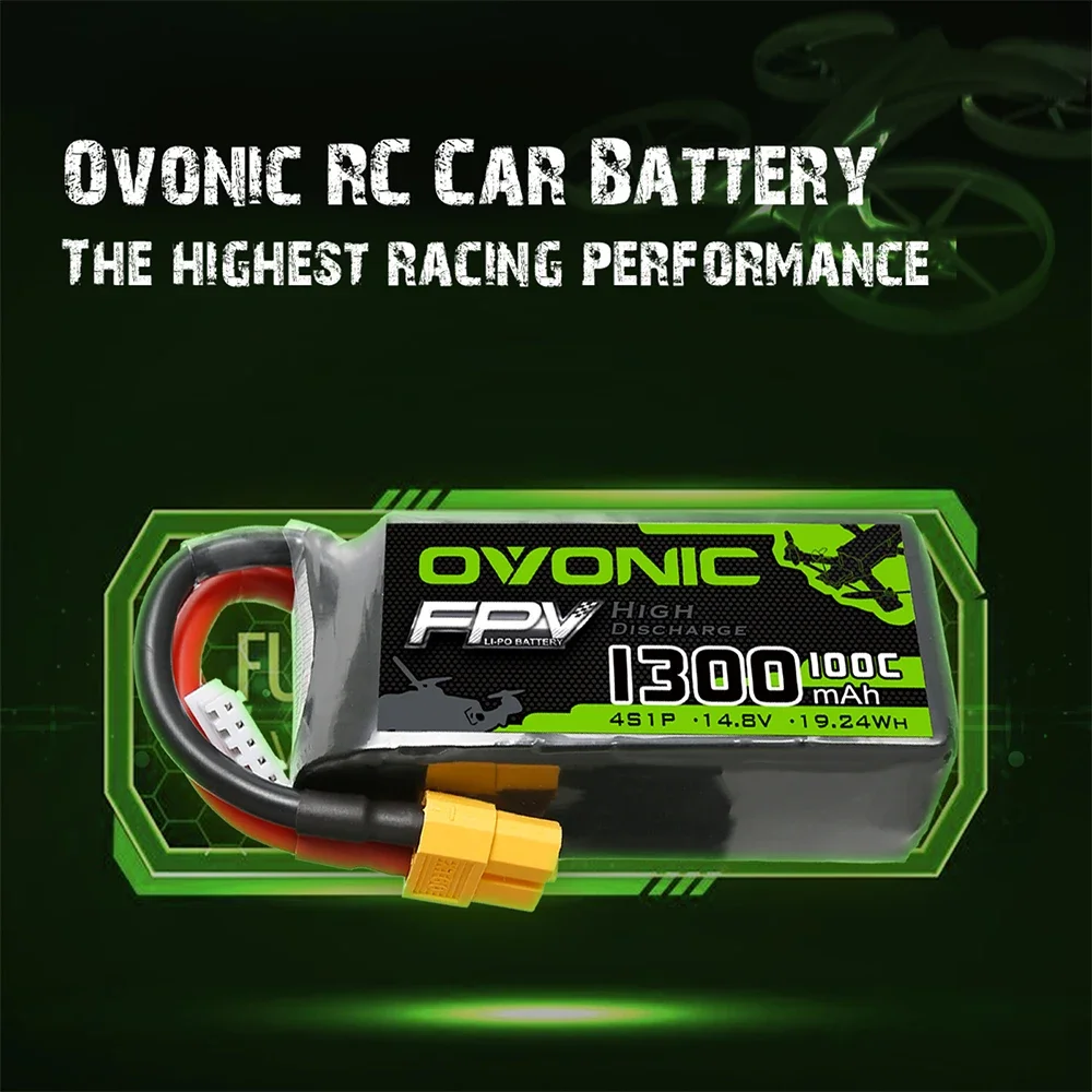 4s OVONIC 1300mAh 100C Max 200C bateria Lipo 4 s1p ze złączem XT60 do 250 ramka FPV RC Drone Heli Quad Boat