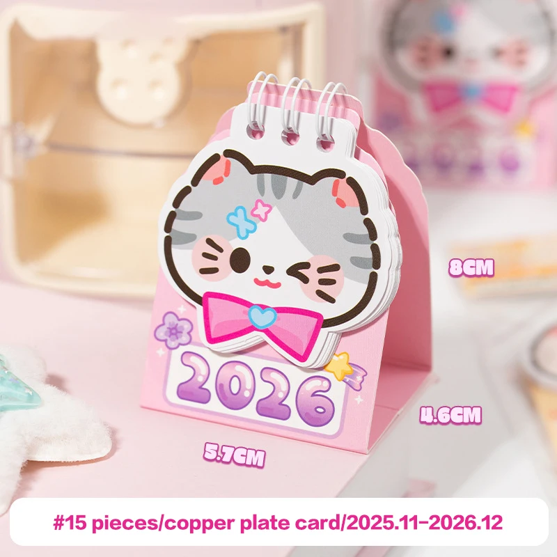 Kawaii Cat Shape Coil Calendar Книга Мини Портативный 2026 Настольный Календарь Симпатичный Ежедневник Органайзер Управление Время Назад в школу
