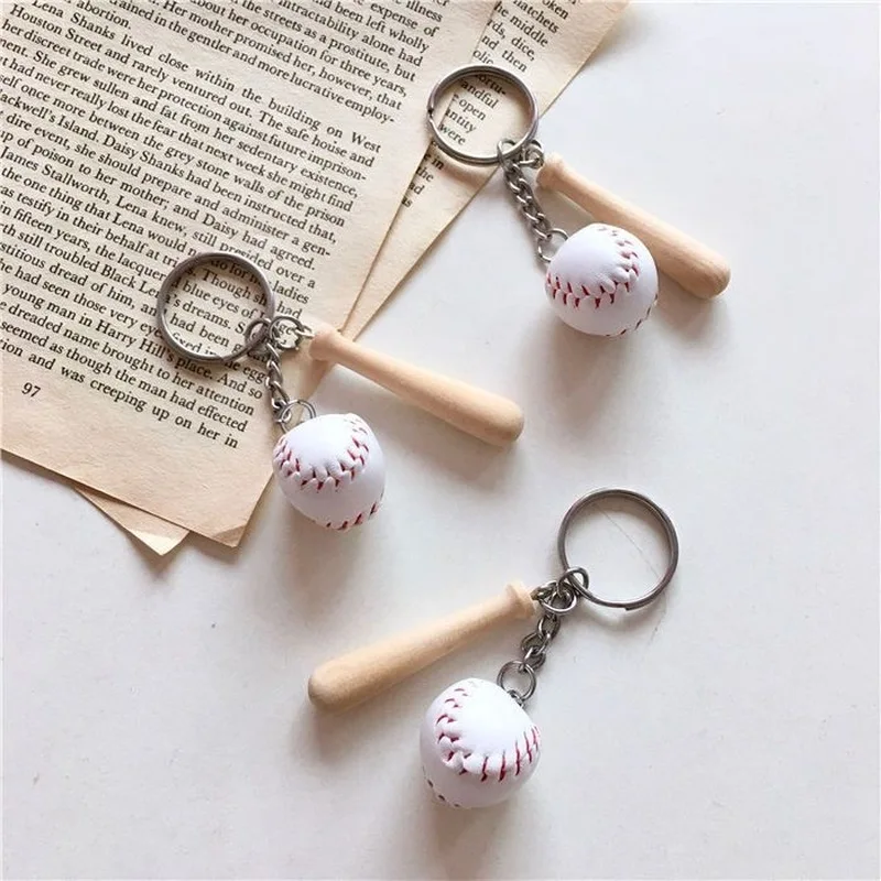 Hot Selling Item Baseball Key Buckle Originality Design Motion Asymmetric Simulation Ins Pendant Bag Decoration Gift Ornaments