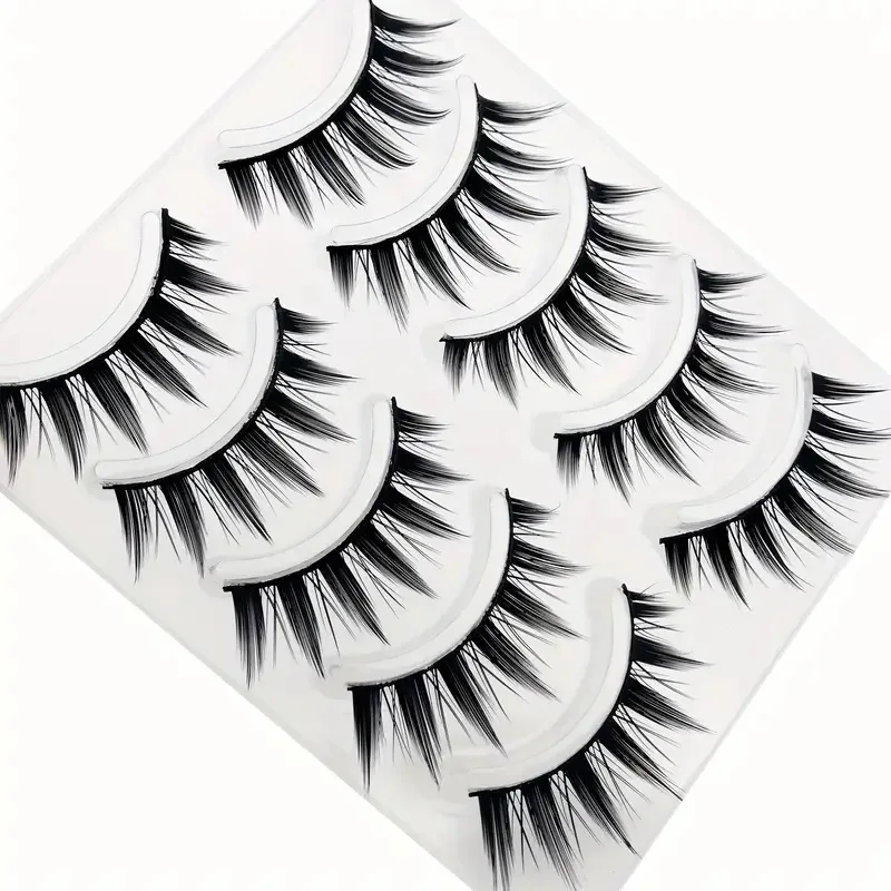 Enhance Your Look with Manga-Inspired False Eyelashes - 5 Pack of Reusable, Natural-Looking Wispy Lashes!