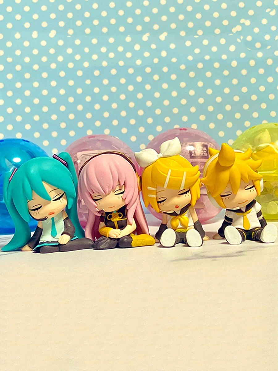 Original Takara Tomy Hatsune Miku Figure Gashapon Sleep On Your Shoulder  Kagamine Rin Kagamine Len Megurine Luka Model Doll Toy