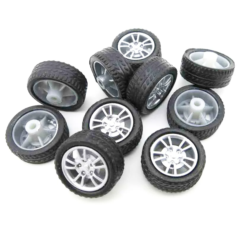 10PCS Diameter 16mm Toy Rubber Wheel Miniature Plastic Tires Thickness 6mm Micro Tyres Spare Parts for DIY RC Car Model 2mm Axle