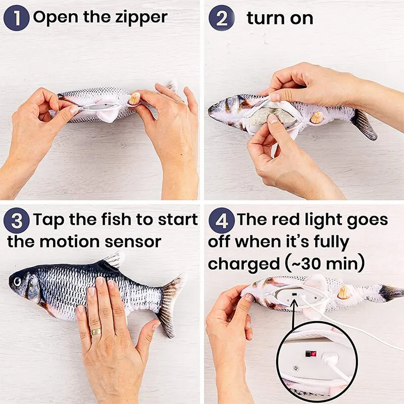 Cat Dog Toy Fish USB Charging Electric Floppy Simulation Fish Interactive Training Teeth Grinding Pet Chew Toys image 4