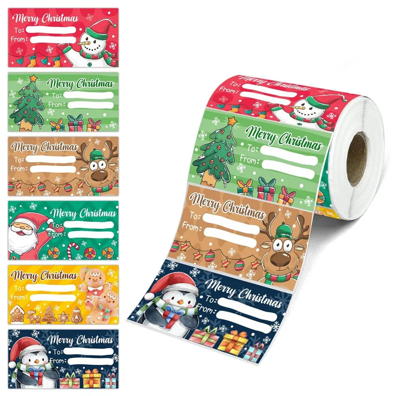 

180pcs Roll Stickers Merry Christmas Diy Stickers Anime Seal Label Decorative Cartoon Kids Party Candy Stickers Rolls Decoration