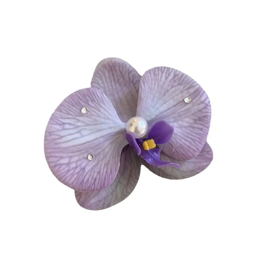 Pearl Flower Hair Clip Cloth Butterfly Orchid Girl Hair Clip Headdress Female Hair Accessories Orchid Flower Hairpin