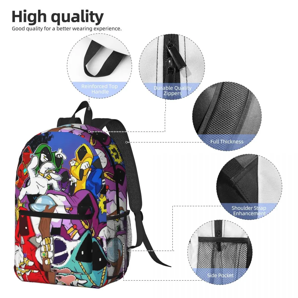 Shadow Wizard Money Gang We Love Casting Spells Backpack Student BookBag Kids School Bag Computer Shoulder Bags for Men Women