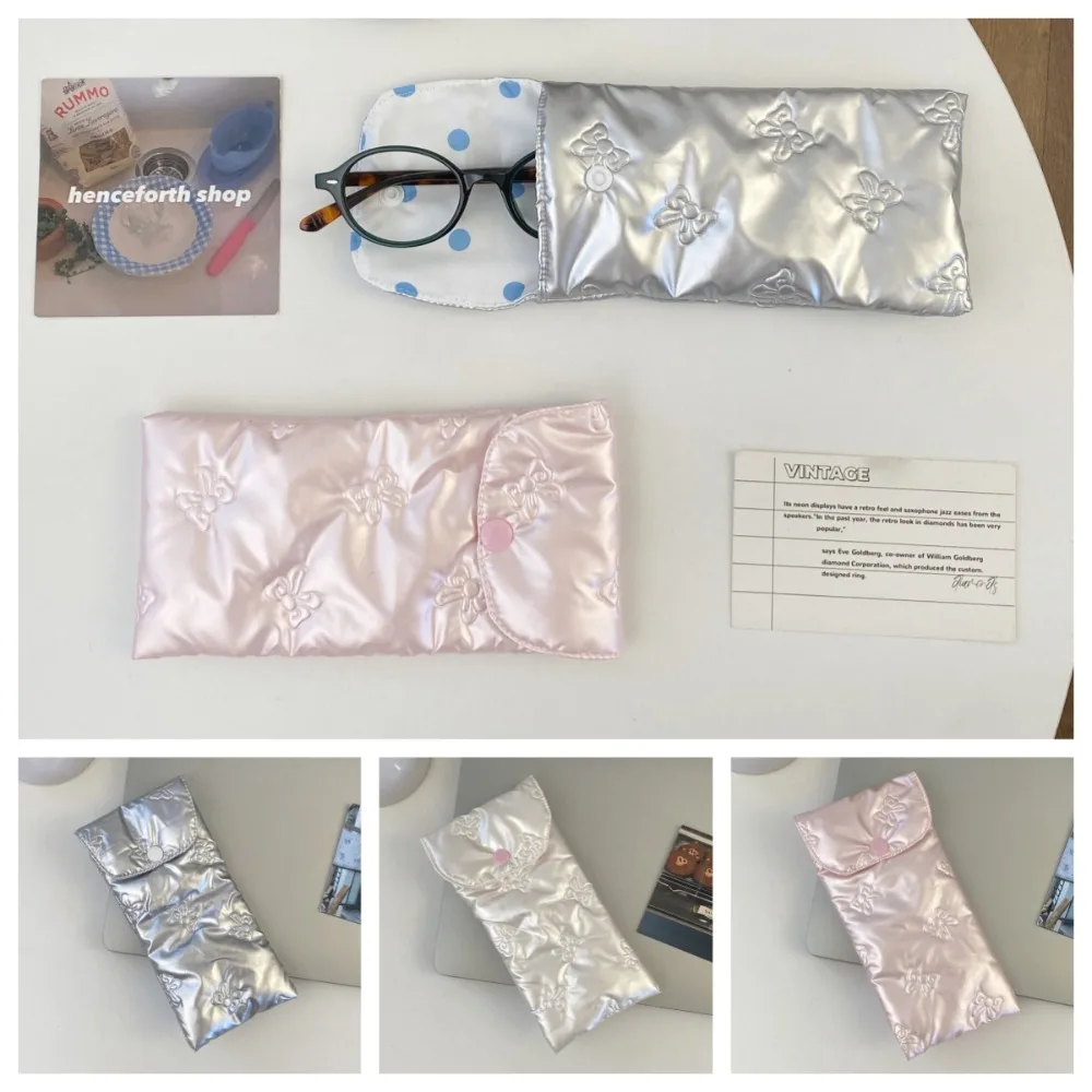 

Cotton Filled Glossy Glasses Bag Korean Style Pressure Resistant Sun Glasses Protective Cover Press Buckle Lightweight