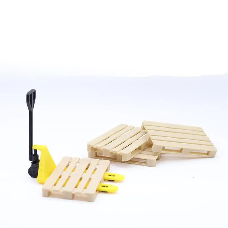 2PCS 1/12 Dollhouse Food And Play Scene Miniature Forklift Mini Simulation Transporter Tray Toy Set For Kids Gift