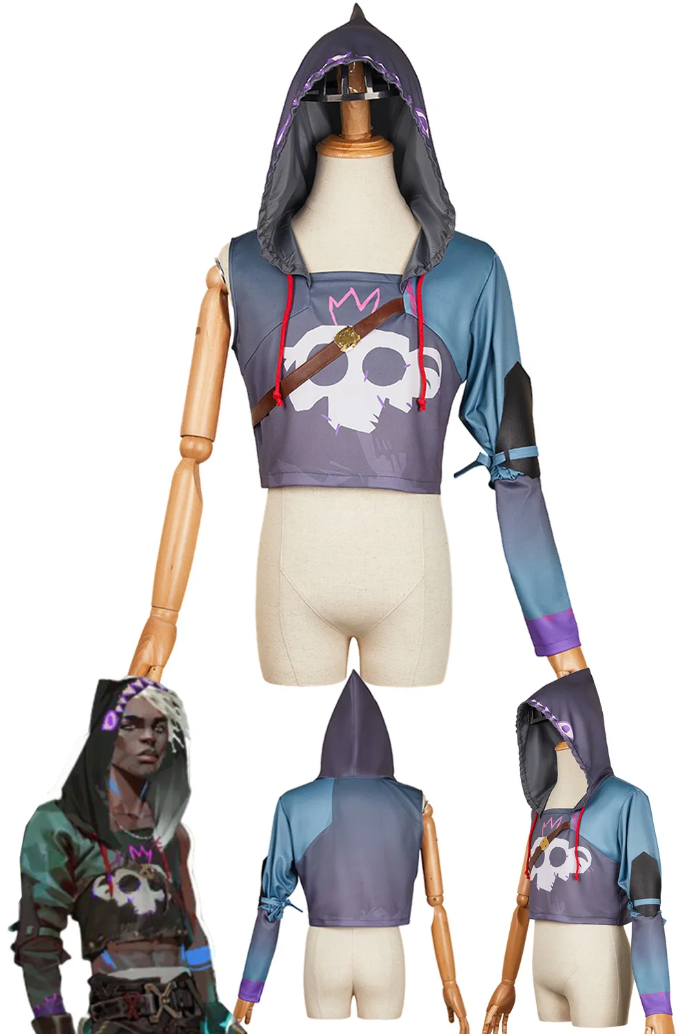 Disguise Arcane Ekko Cosplay Jinx Monkey Printed Hooded Tops 2024 Game LoL TV 2 Costume Women Men Roleplay Party Clothes