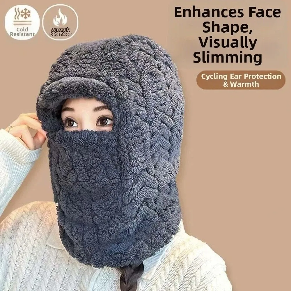 

Универсальная теплая шапка с регулируемым ремешком, полиэстеровая однотонная компактная кепка, шарф, универсальная мягкая лыжная ветрозащитная кепка для мужчин