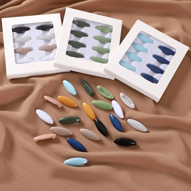 8Pcs Color Plastic Safety Pin Head Needle Scarf Clip pins clips Neck Clip Muslim Silk Scarf Buckle Anti-exposure Brooch Pin Box