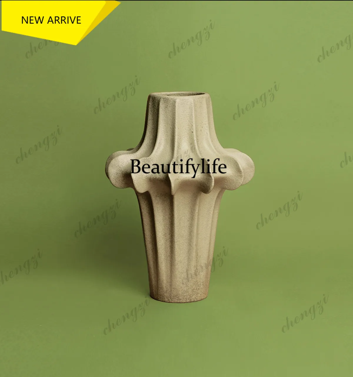 a95 Modern simple handmade ceramic art vase medieval model room restaurant coffee table desktop flower arrangement ornament