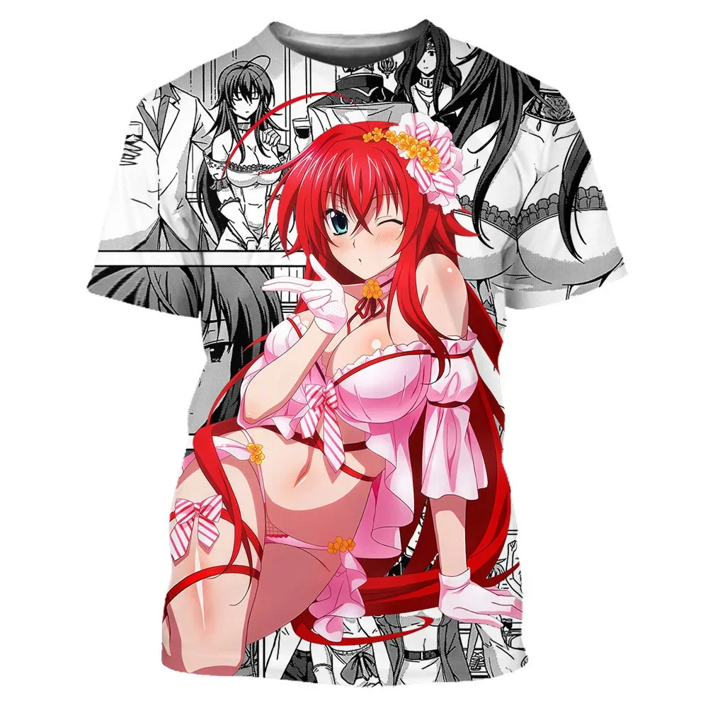 High School DxD 3D Printing Sexy Anime Cartoon T-shirt Street Clothing Summer Casual Relaxed Comfortable Breathable Fashion Top