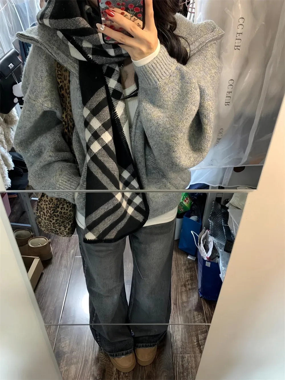 Trendy Korean Style Zipper Knitted Sweater Women's Lazy Feel Cardigan Hoodie Jacket Autumn New Arrival Casual Comfortable