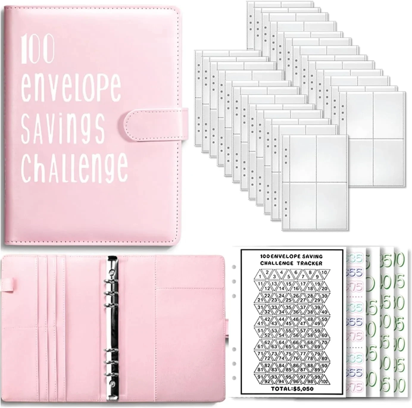 

100 Envelope Challenge Binder Easy and Fun Way To Save $5,050 Savings Challenges Binder Budget Binder with Cash Envelopes