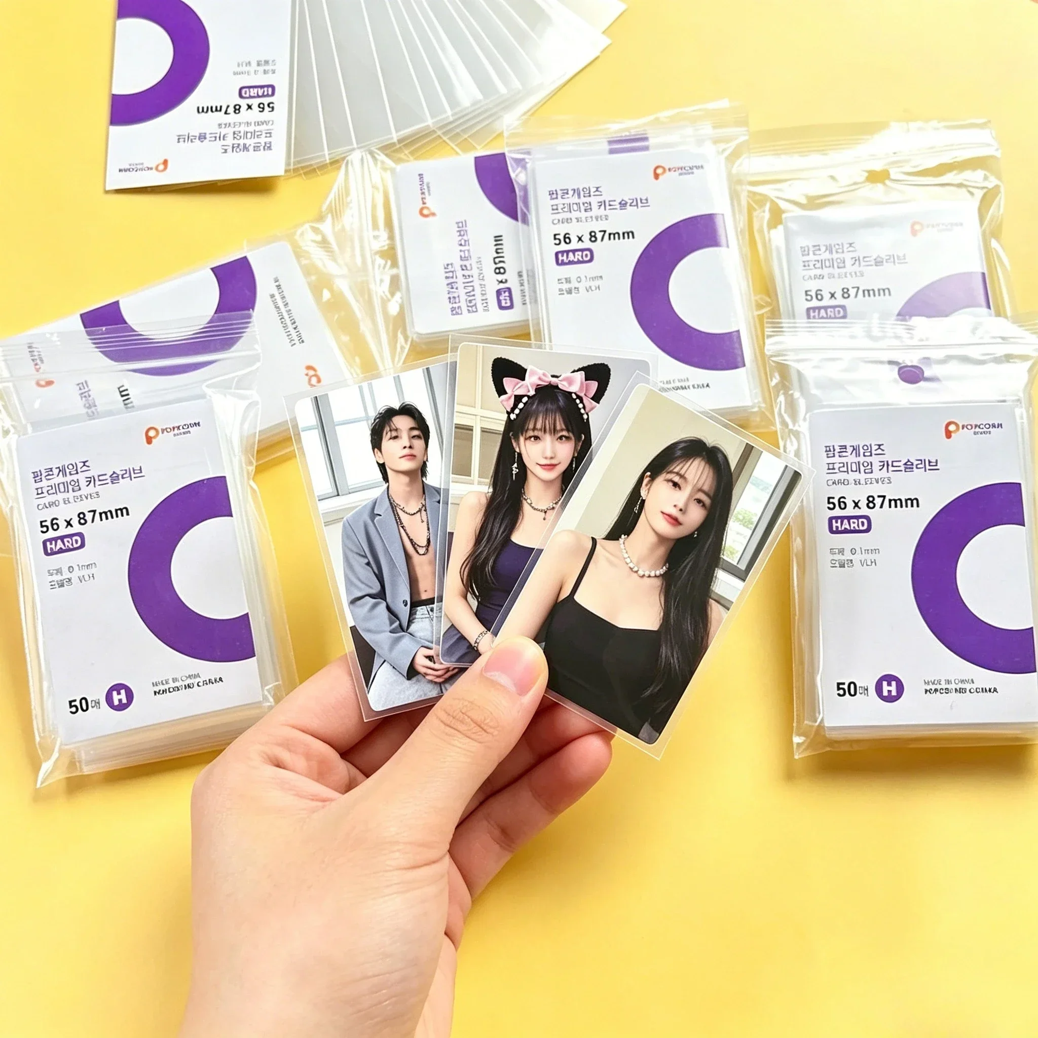 50Pcs 63.5x88mm Hard Card Sleeves Thick Trading Card Protectors Acid-Free PVC-Free 0.10mm Clear Anti-Bend for TCG Tournament