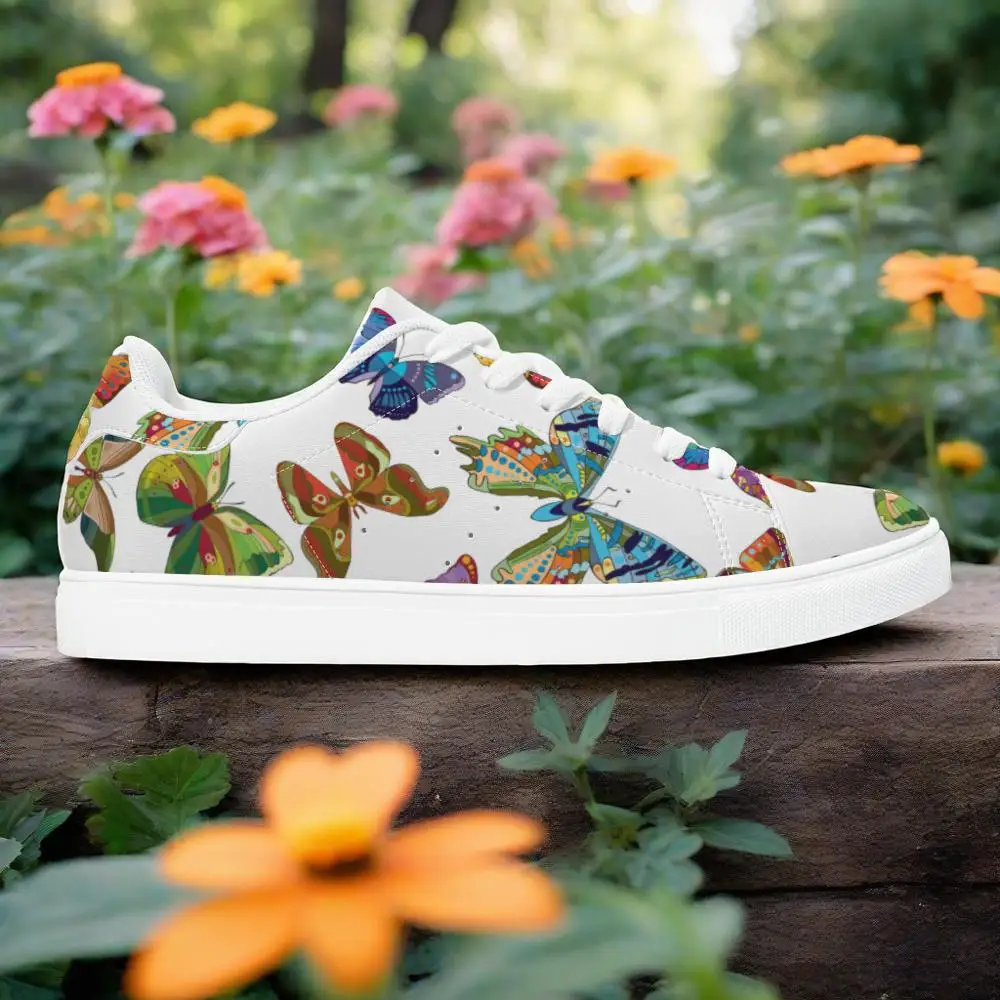 

Butterfly print casual sneakers stylish white sneakerssuitable for men and women