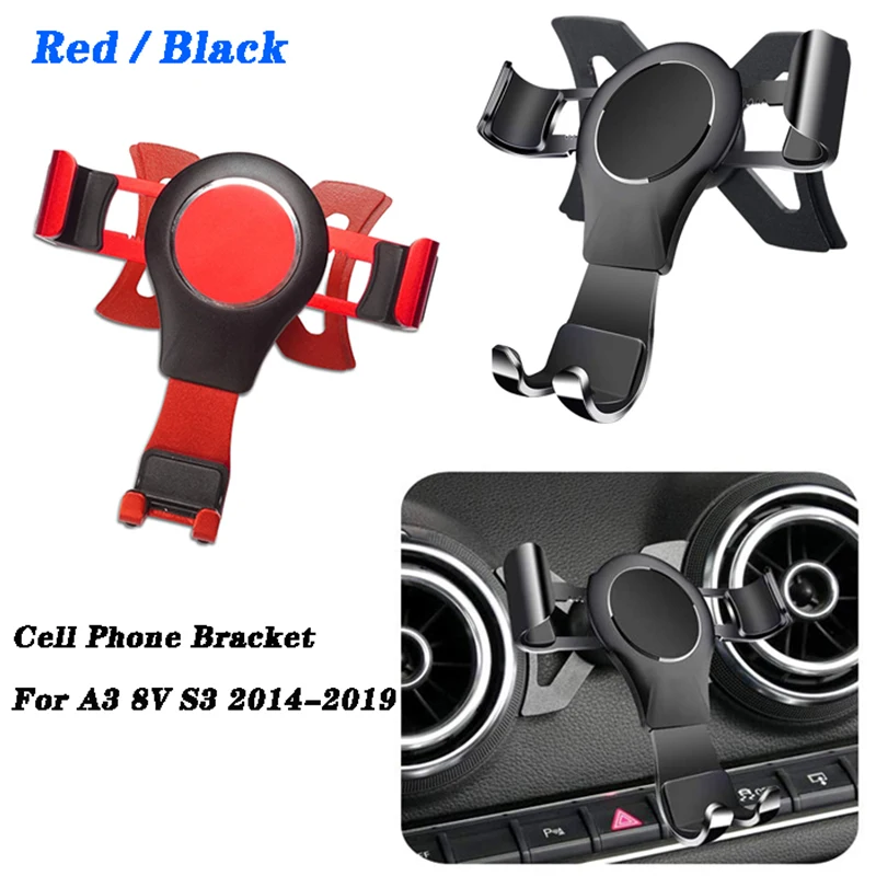 For- A3 8V S3 2014-2019 Cell Phone Holder Mobile Bracket Car Mount Accessories Black