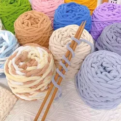 Chenille Velvet Chunky Yarn for Sweaters, Ice Strip Yarn, Coarse Wool, Hand-woven, DIY Softknitted Scarf, 100g, 45m