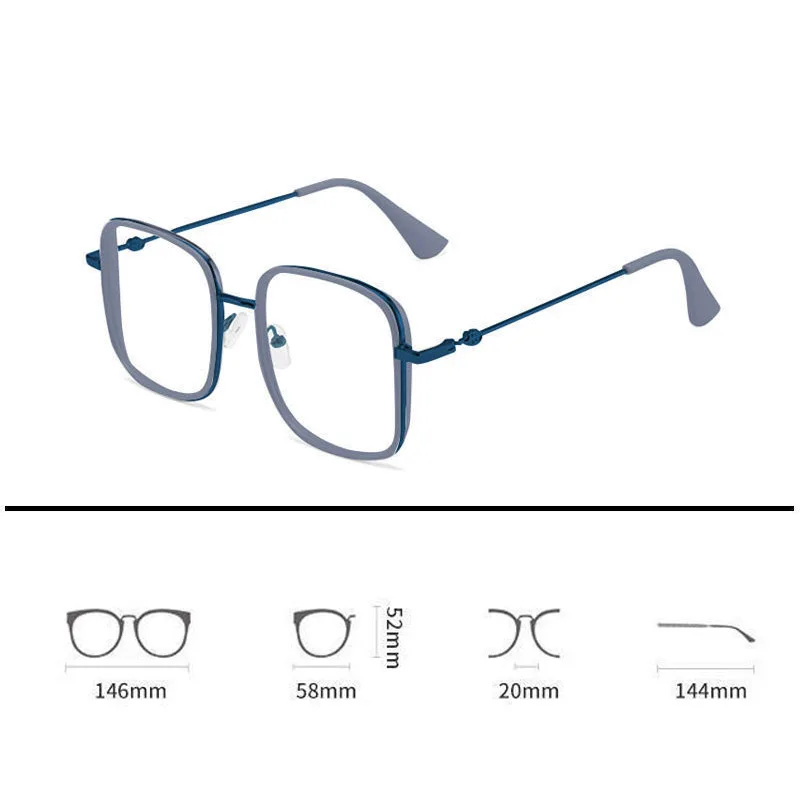 Luxury Large Metal Frame Myopia Glasses Anti-blue Light Eye Protective Computer Glasses TR90 Prescription Eyewear 0 -0.5 To -6.0