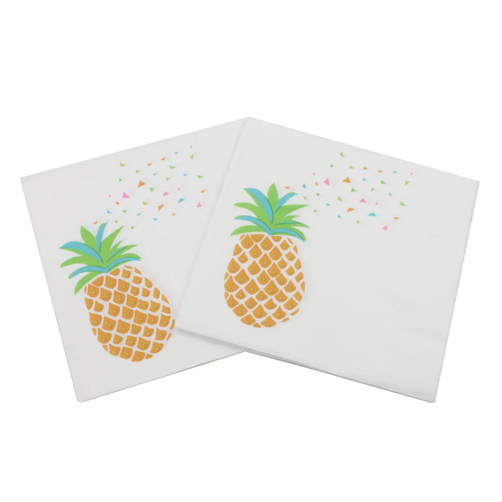 20 Blatt 33 x 33 cm große Ananas-Druckservietten, Einweg-Papierservietten, Partyzubehör für den täglichen Gebrauch auf Partys und Banketten