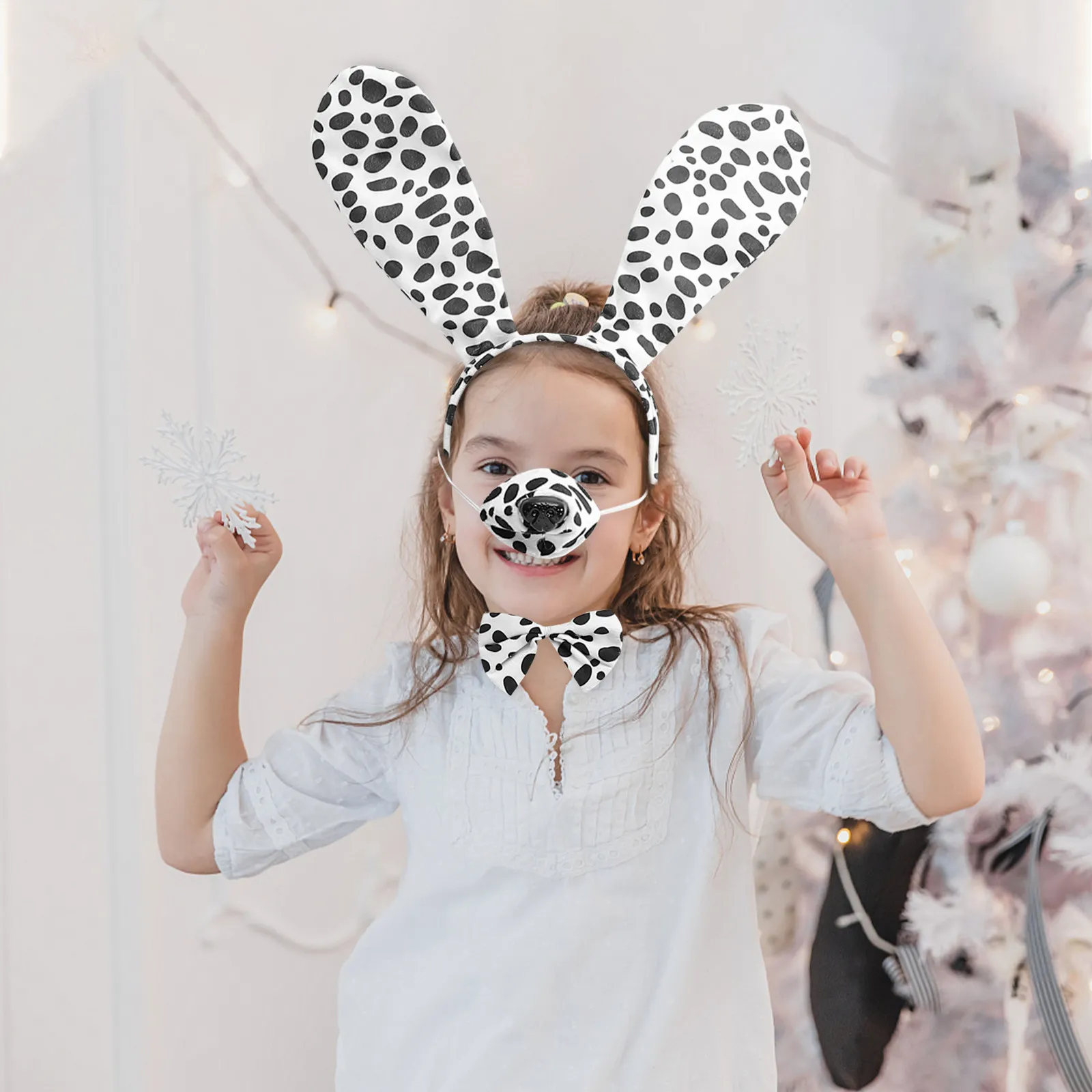 

1Set Dog Costume Accessories Ears Headband Tail Bowtie Soft Cloth Dress Up Party Women Dog Ears Dress Up Costumes