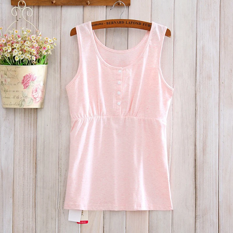 

Maternity Breastfeeding Tank Top Cotton Nursing Vest Wirefree Pregnancy Women Lactation Sling Camisole T-shirt Feeding