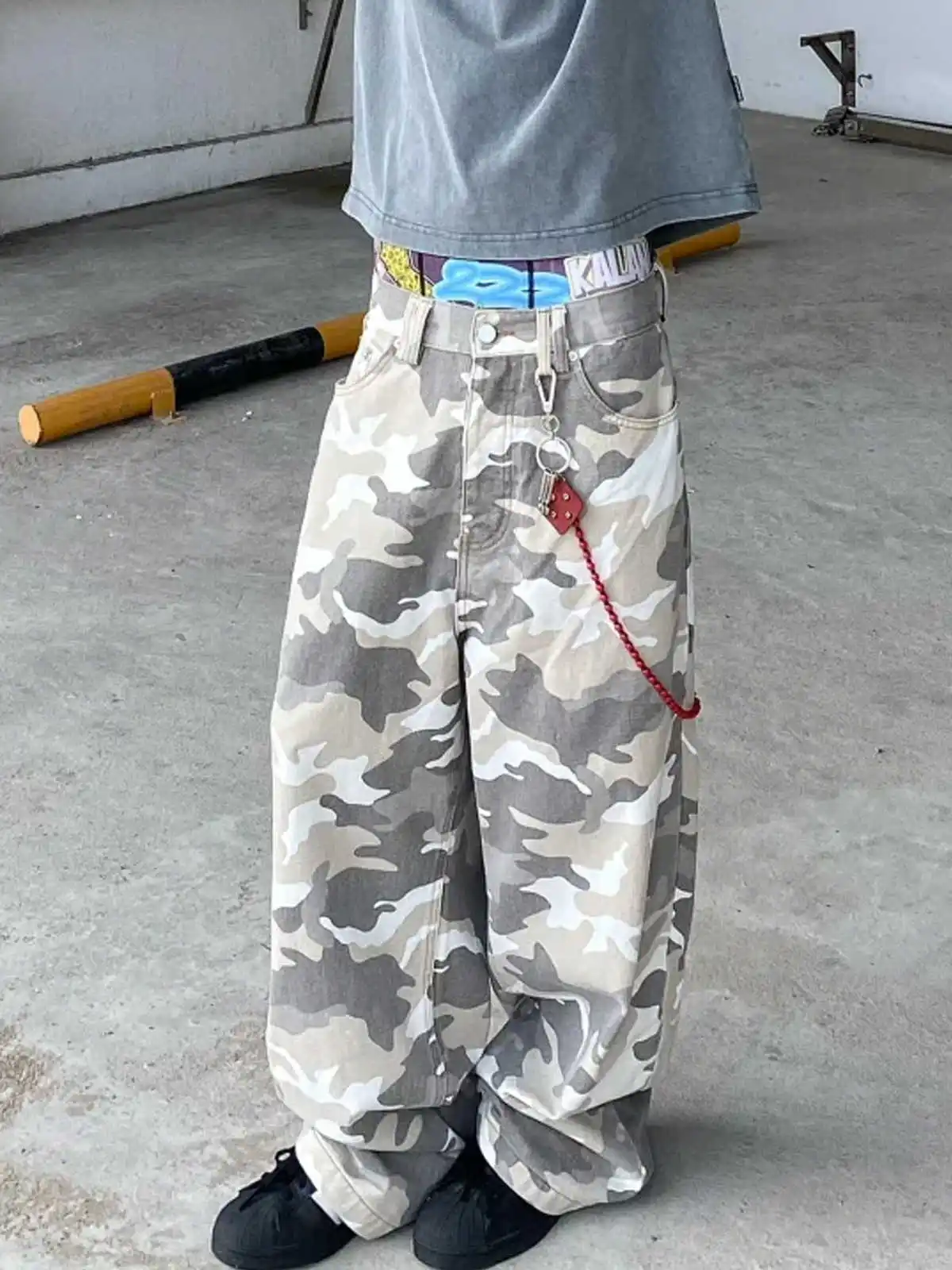 

American Retro High Street Casual Overalls Camouflage Loose Wide Leg Pants For Women Y2k Hip-hop Cargo Grunge Baggy Trousers