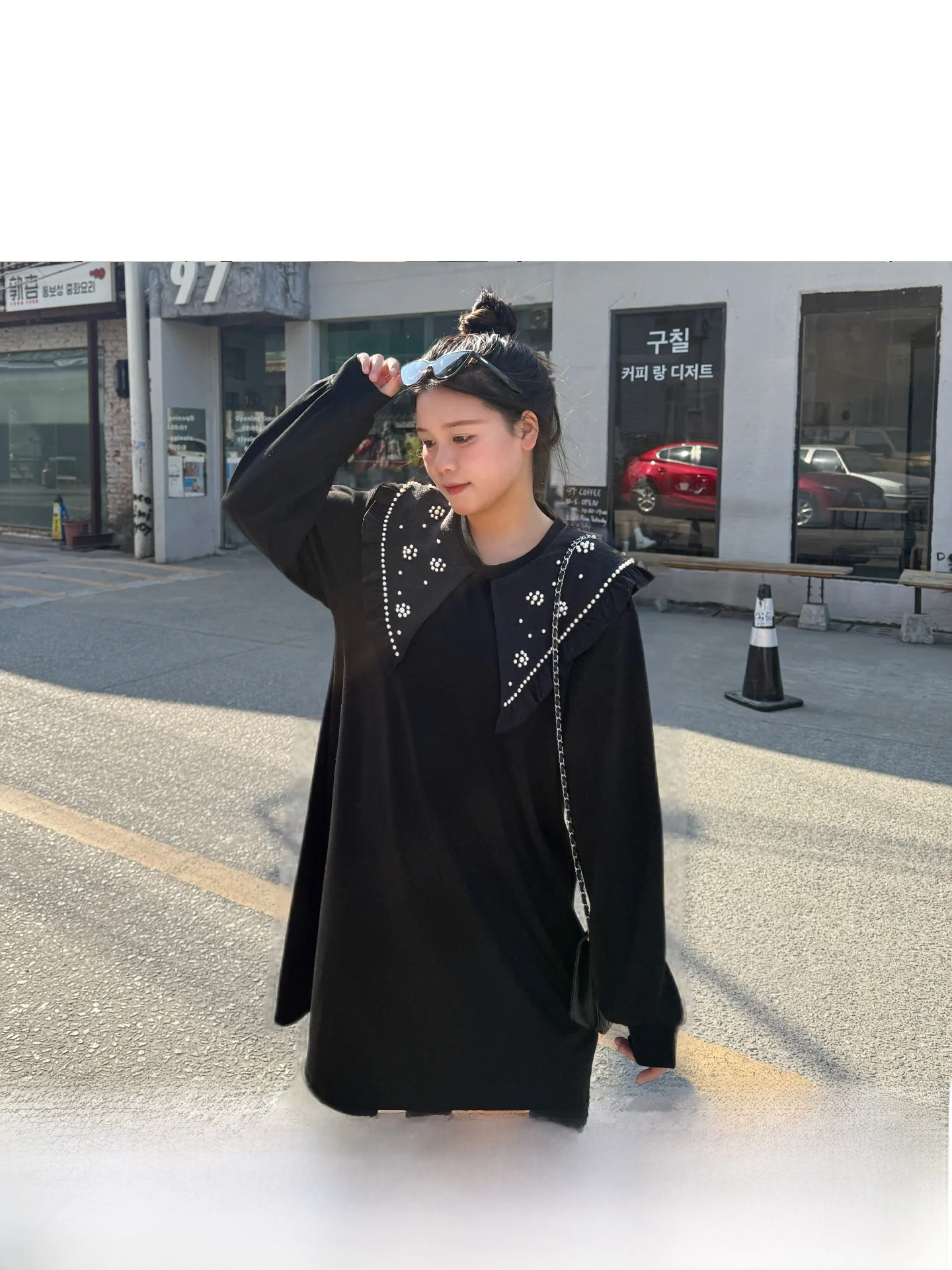 

Spring New Arrival Casual Loose Doll Collar Sweet plus Size Commute Dress Women High Waist Long Sleeve A-Line Skirt Dress