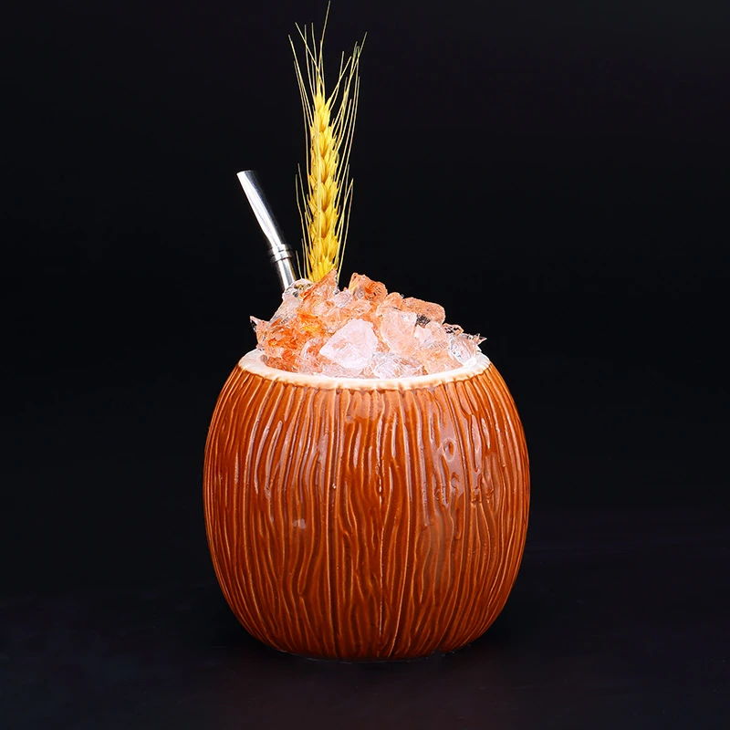 550 مللي السيراميك جوز الهند شكل أكواب تيكي كوب كوكتيل البيرة المشروبات القدح النبيذ القدح السيراميك عيد الفصح جزيرة تيكي القدح بار أداة