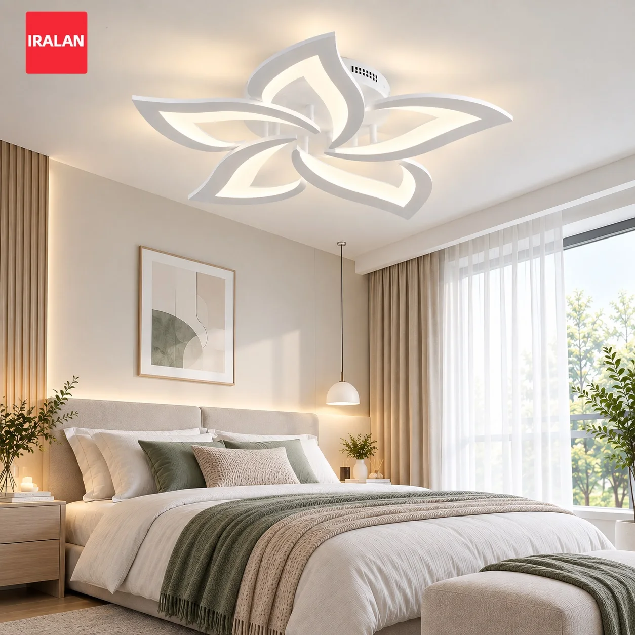 Indoor Lotus Ceiling Light Minimalist Home Lighting Intelligent Channel Ceiling Lamp with Remote Control App Gloss Dimming Lamp