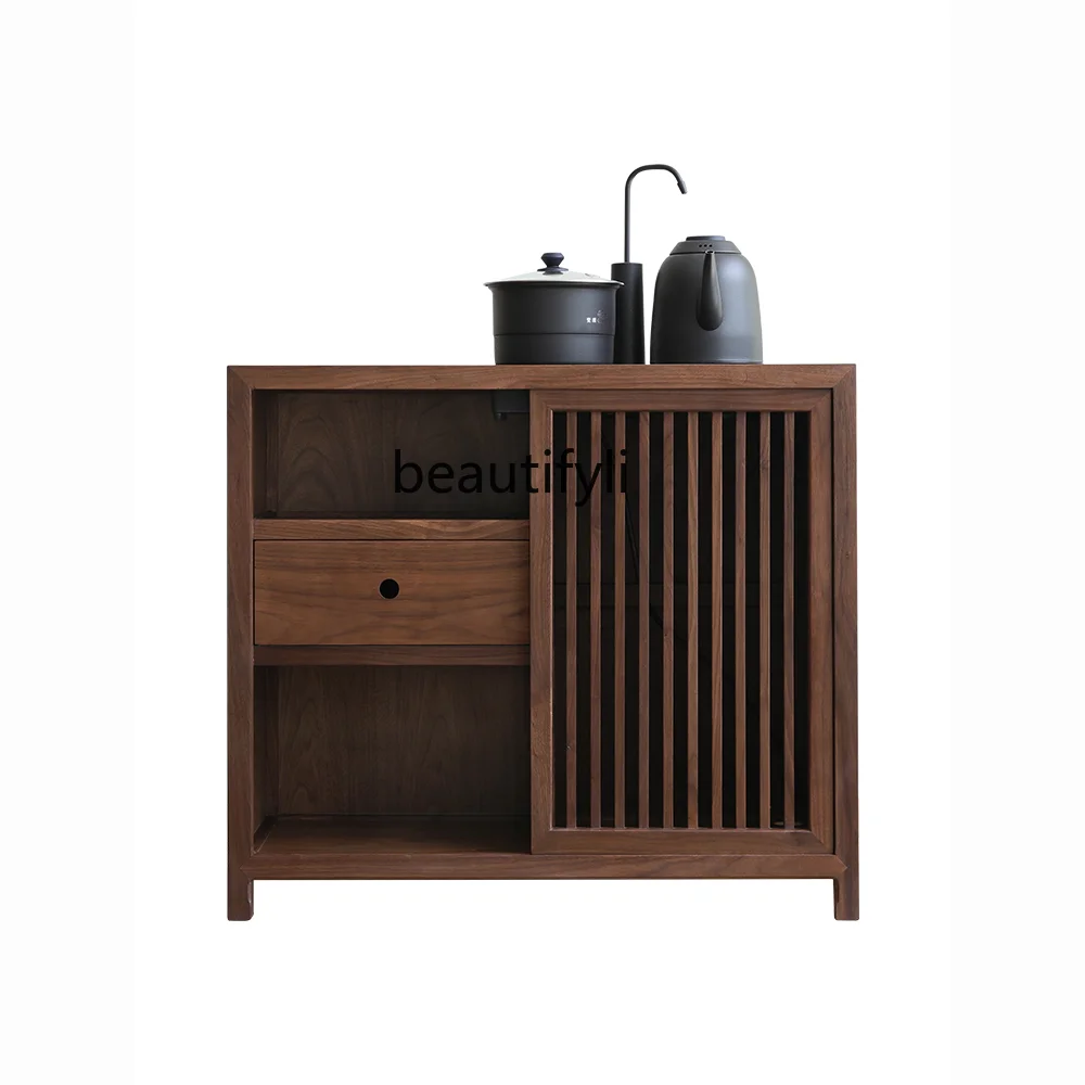 New Chinese Style Tea Cabinet Black Walnut Tea Side Cabinet Mobile Boiling Table Tea Living Room Small Boiling Cabinet Simple