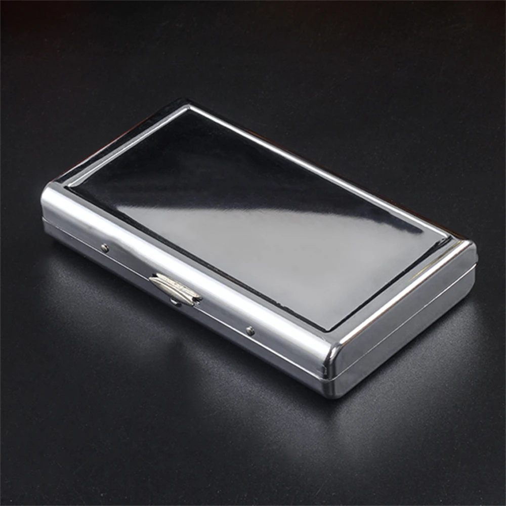 1pcs Bright Surface Extended Cigarete Case Cover Creative Press The Folio Metal Cigarette Case Smoking Box Sleeve Pocket Credit