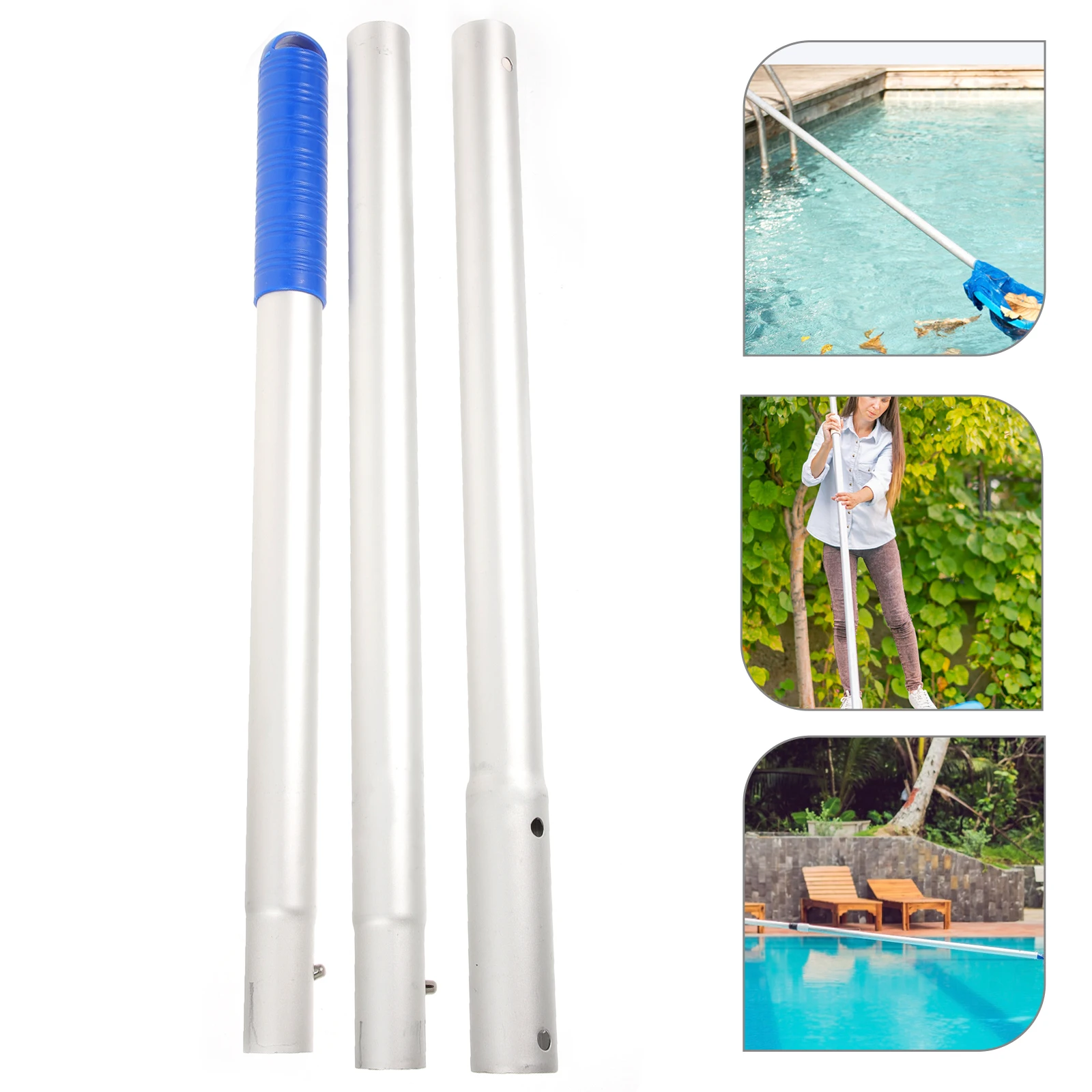 

Adjustable Aluminum Pool Skimmer Pole Fishing Net Connecting Rod Lightweight Metal Pole For Pool Lake Fish Tank Cleanup Tool