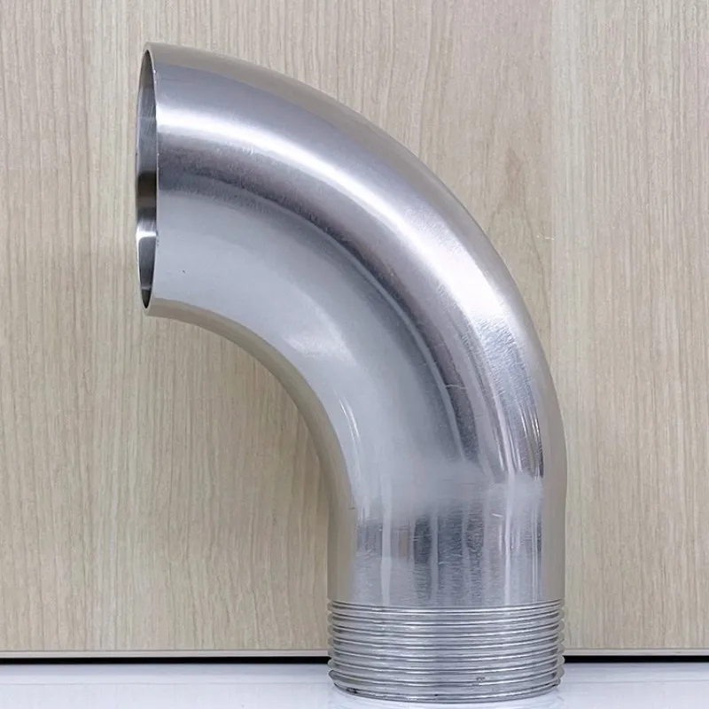 1Pc 304 Stainless Steel Single Ended Outer Thread Elbow 90 Degree Angle Bend Pipe (19-76MM) OD (DN15-DN65) Sanitary Grade Elbow