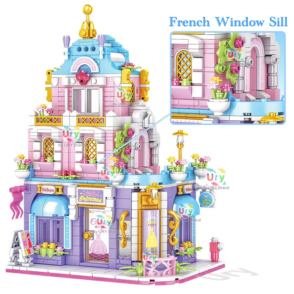City Street View Series Friends House Shop Fashion Clothing Store Retro DIY Toys Architecture MOC Building Blocks for Kids Gift