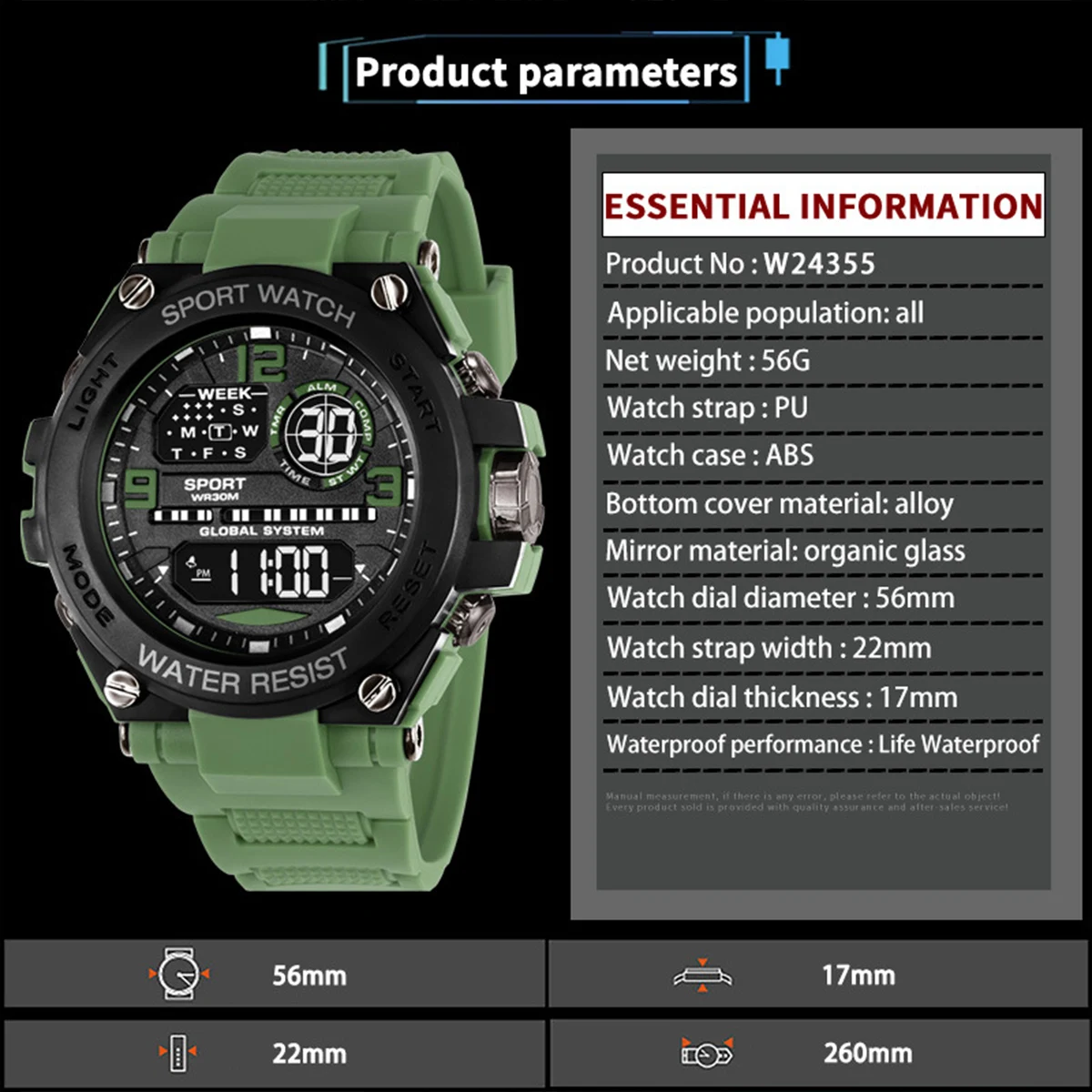 Good-looking Concise Fashion Electronic Wristwatch Men Women Adult Students Outdoor Sports Timing Luminous Watch Alarm