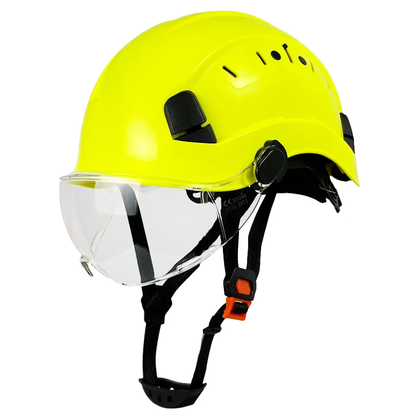 CE Construction Safety Helmet With Goggles For Engineer Visor ABS Hard Hat Vents Industrial Work Head Protection