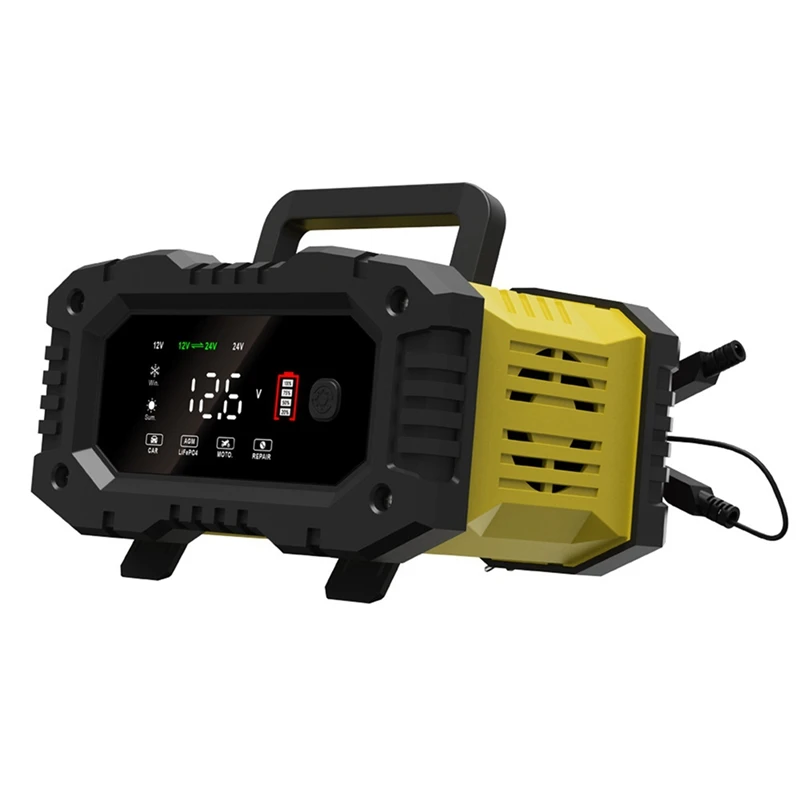 Fully Automatic Smart Charger 10A High Power Portable Car Motorcycle Battery Charger 12V24V For Battery Charging UK Plug